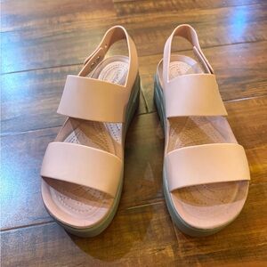 Light Pink/Pink Platform Sandals, Crocs.